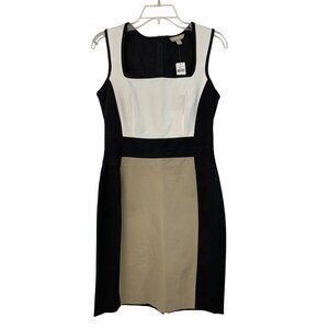 Sz 6 Banana Republic Colorblock Sleeveless Sheath Dress Square Neck Twill NWT